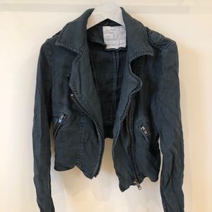 Free People Linen Moto Jacket Size 2